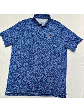 U.S. Open 123RD LACC Floral Polo Shirt Navy & Light Blue Large